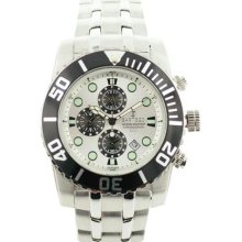 Sartego Spc51 Men's Watch Ocean Master Diver Chronograph White Dial Black Bezel