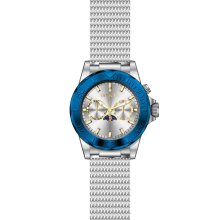 Sea Wizard Stainless Steel Case And Mesh Bracelet Silver Tone Dial Blu
