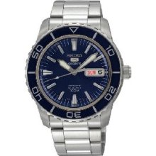 Seiko 5 Automatic Dark Blue Dial Stainless Steel Mens Watch SNZH53