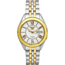 Seiko 5 #SNKL35 Men's Stainless Steel TwoTone White Dial Self Winding