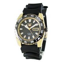Seiko 5 Sport Gold High-tech 50hr Black Ip 24jewels Automatic Watch Srp170k1