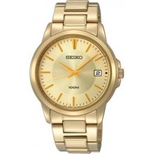Seiko Champagne Dial Gold Tone Steel Mens Watch SGEF58