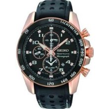 Seiko Chronograph Sportura Leather Band Men s Watch SNAE80