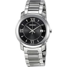 Seiko Dress Black Dial Stainless Steel Mens Watch SGEE95