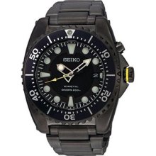 Seiko Kinetic Black Ion-Plated 43mm Dive Watch with Power Reserve