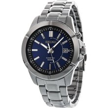 Seiko Kinetic Blue Dial Stainless Steel Mens Watch SKA539