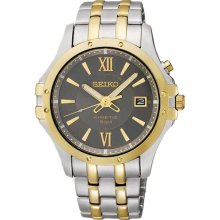 Seiko Kinetic Grey Dial Two-tone Stainless Steel Mens Watch SKA550