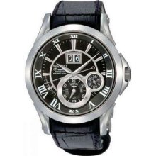 Seiko Kinetic Premier Perpetual Leather Mens Watch SNP037 ...