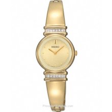 Seiko Ladies Bangle Watch 12 Swarovski Crystals Gold-Tone SUJG34