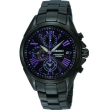 Seiko Ladies Black Stainless Steel Case and Bracelet Chronograph Black Dial SNDZ09