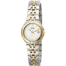 Seiko Ladies Two Tone Stainless Steel Dress Quartz White Dial SXD646