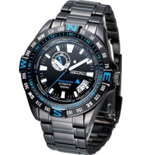 Seiko Limited Edition Black PVD Watch with Compass Function and 24-Hour Sub-dial #SSA115