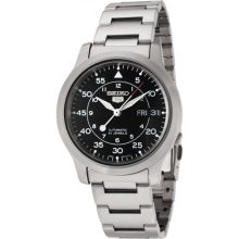 Seiko Men's 5 Automatic SNK809K Silver Stainless-Steel Automatic Watch with Black Dial