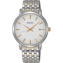 Seiko Mens Analog Stainless Watch - Two-tone Bracelet - White Dia ...