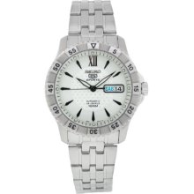 Seiko Men's Automatic Watch With Silver Dial Analogue Display And Silver Stainless Steel Bracelet Snzj31k1