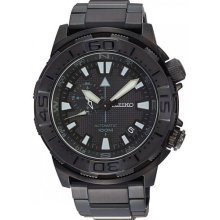 Seiko Men's Black Stainless Steel Case and Bracelet Black Dial Automatic SSA051