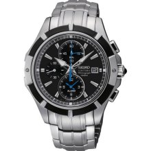 Seiko Men's Coutura Stainless Steel Case and Bracelet Alarm Chronograph Black Dial SNAF11