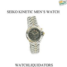 Seiko Mens Kinetic Two Tone Windward Sport Watch Ss Wr 100m Ska060