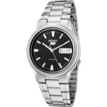 Seiko Men's Seiko 5 Automatic Dress Watch Stainless Steel Case and Bracelet Black Dial SNXE91K