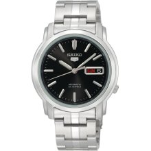 Seiko Men's SNKK71 Seiko 5 Automatic Black Dial Stainless-Steel Watch