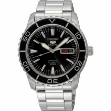 Seiko Men's Stainless Steel Seiko 5 Sports Automatic Black Dial SNZH55