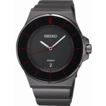 Seiko Men's Stainless Steel Case and Bracelet Black Tone Dial Date Display SGEG25