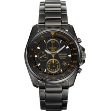 Seiko Men's Stainless Steel Case and Bracelet Black Dial Chronograph Date Display SNDD65