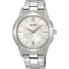 Seiko Men's Stainless Steel Silver Tone Dial Dress Link Bracelet SGEF41