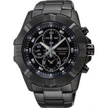 Seiko Men's Stainless Steel Case and Bracelet Black Dial Chronograph SNDD77