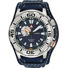 Seiko Men's Stainless Steel Case Leather and Nylon Strap Blue Tone Dial Compass SSA053