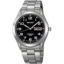 Seiko Men's Titanium Luminous Black Dial SGG711