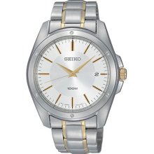 Seiko Men's Two Tone Stainless Steel Quartz Silver Dial Date Display SGEF83