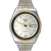 Seiko Men's Two Tone Seiko 5 Automatic Dress Silver Dial SNX166