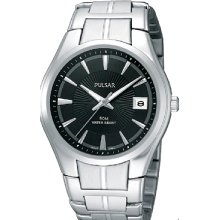 Seiko/ Pulsar Men's Black Dial Dress Watch w/ Silver Bracelet Promotional