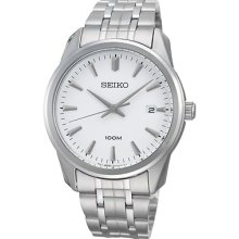 Seiko Sgef99p1 Quartz Stainless Steel Silver Dial Date ,men Watch 100m