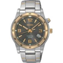 Seiko SKA508 Two Tone Stainless Steel Dress Charcoal Dial Kinetic