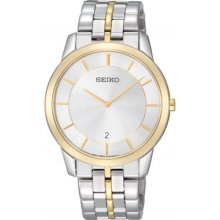 Seiko SKP382 Two Tone Stainless Steel Quartz Silver Dial Sapphire ...