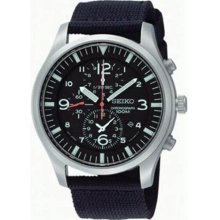 Seiko SNDA57 Stainless Steel Case Chronograph Black Dial Black Ny ...