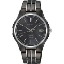 Seiko Sne125 Men's Solar Stainless Steel Band Black Dial Watch
