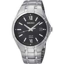 Seiko Solar Black Dial Mens Watch SNE215