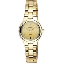 Seiko Solar Champagne Dial Gold-tone Ladies Watch SUP068