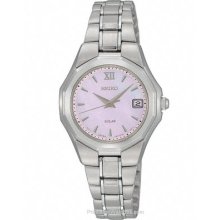 Seiko Solar Ladies Watch Pink Mother-of-Pearl Dial SUT057