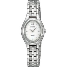 Seiko Solar Ladies White Dial Stainless Steel Bracelet Watch SUP005