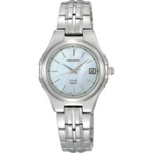 Seiko Solar Mother of Pearl Dial Stainless Steel Ladies Watch SUT047