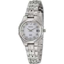 Seiko Solar Mother of Pearl Dial Stainless Steel Ladies Watch SUT051