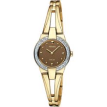 Seiko Solar Swarovski Crystals Brown Dial Women's watch