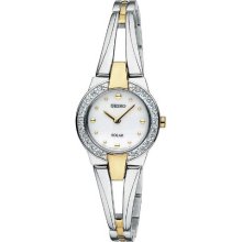 Seiko Solar White Dial Two-tone Ladies Watch SUP052