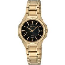Seiko Sxde18 Women's Stainless Steel Gold Tone Casual Dress Watch