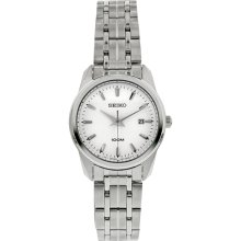 Seiko Sxde61 Women's Stainless Steel White Dial Casual Analog Dress Watch