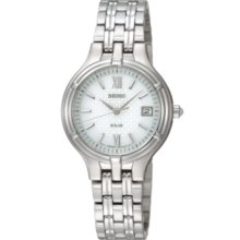 Seiko Watch, Womens Solar Stainless Steel Bracelet 28mm SUT015